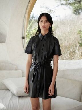 Nanushka Black Faux Leather Dress Size M